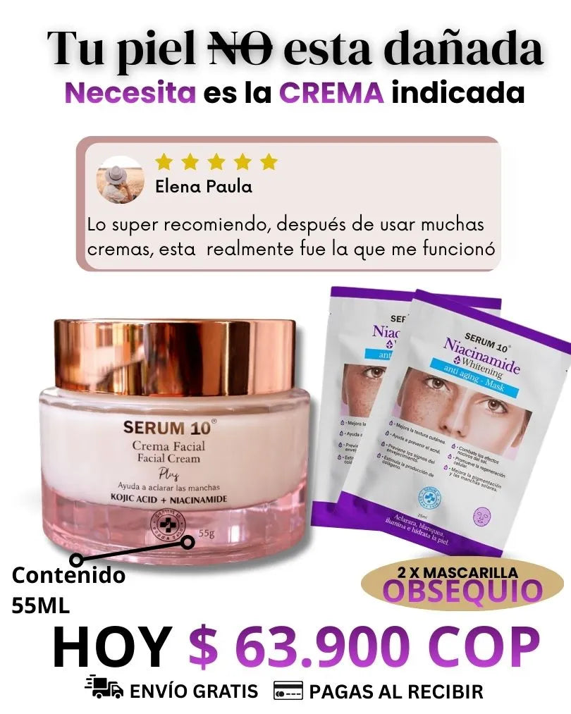 CREMA ELIMINA MANCHAS S10 COLAGENO + OBSEQUIO